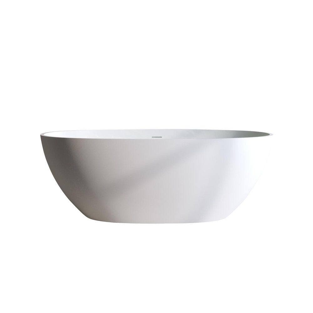 WELLFOR 67 in. x 30.7 in. Resin Stone Soaking Bathtub in Matte White Solid Surface Modern Tub with Overflow and Pop-up Drain (2)