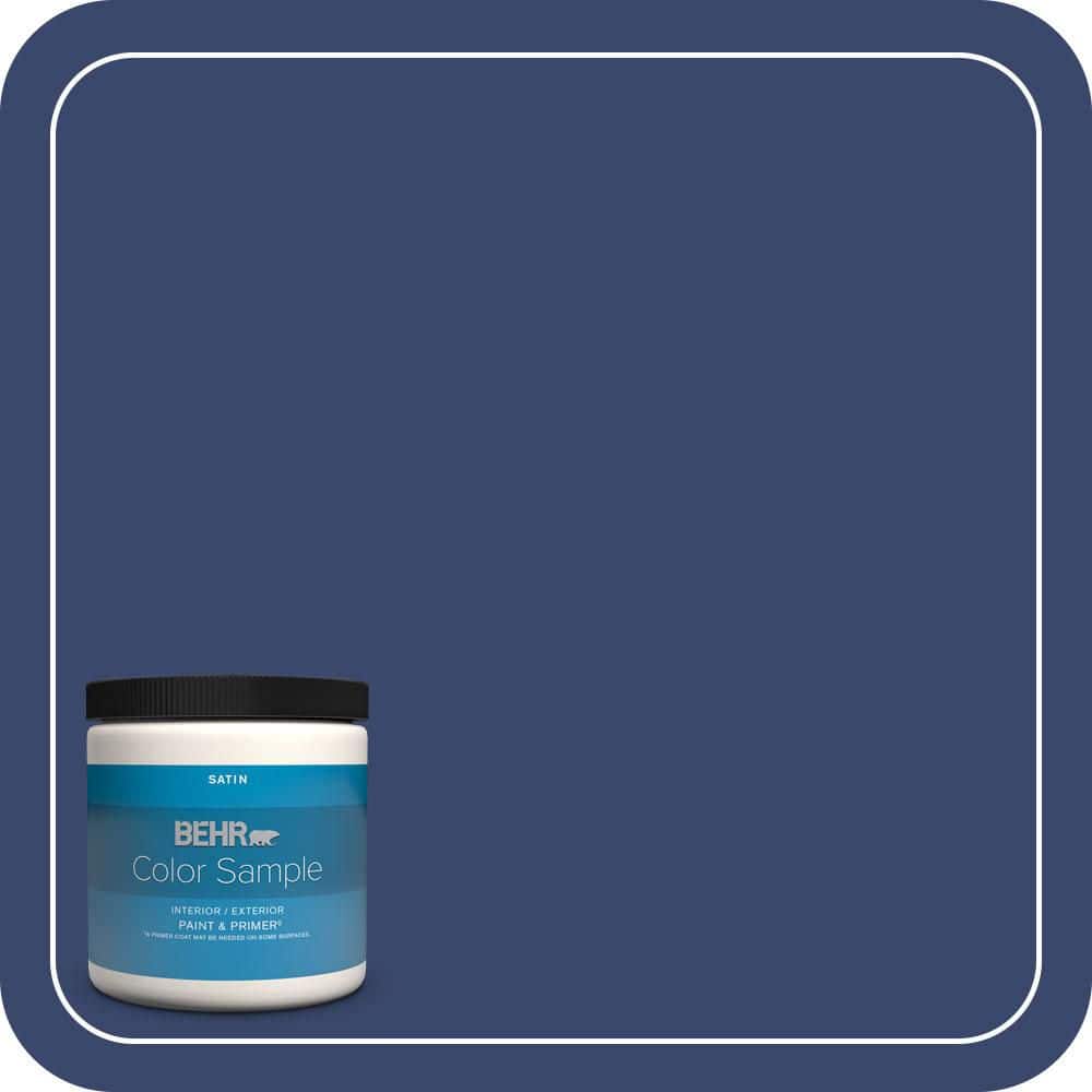 BEHR PREMIUM PLUS 8 oz. #T11-19 Starlit Night Satin Enamel Interior/Exterior Paint & Primer Color Sample