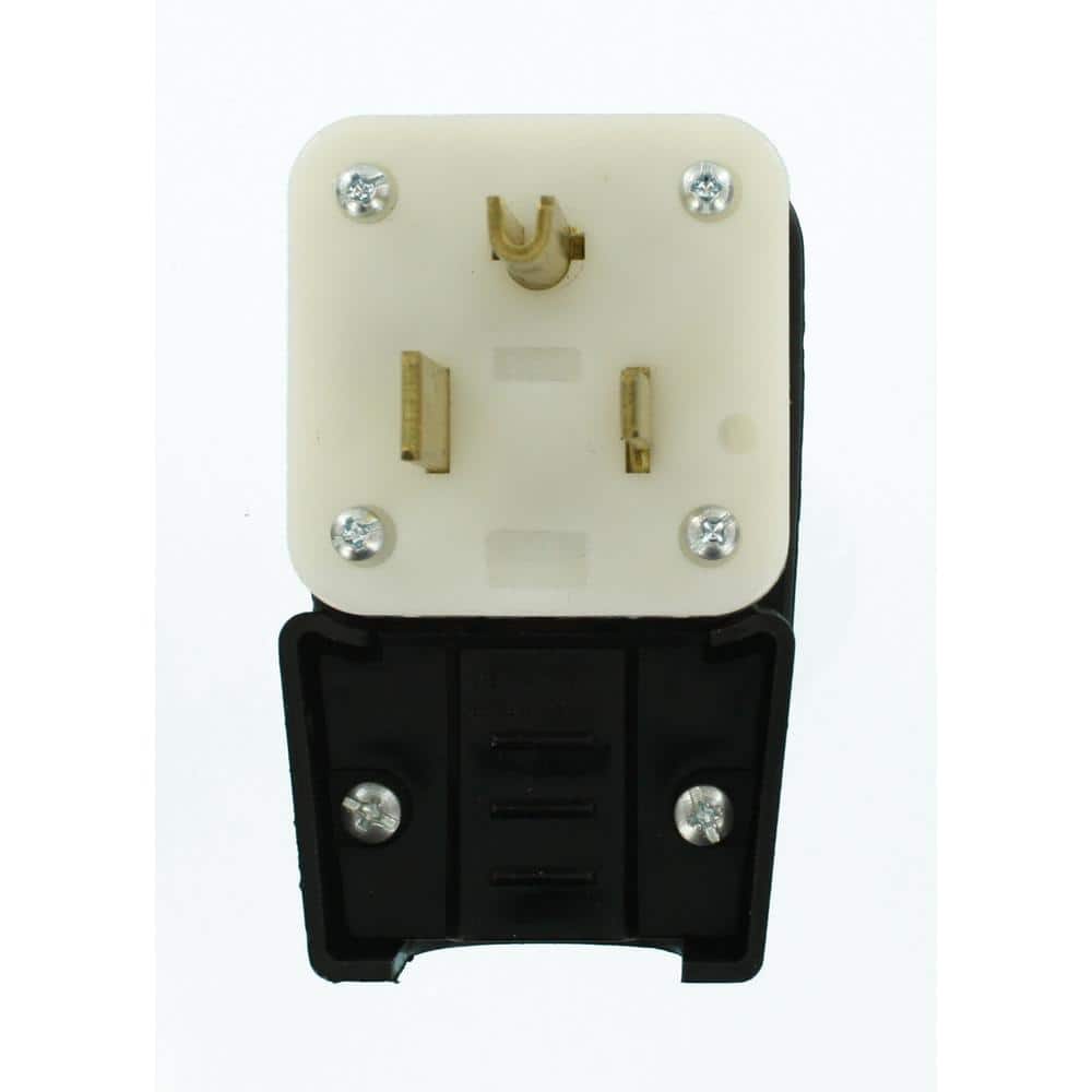 Leviton 50Amp 125-Volt Straight Blade Grounding Angle Plug, Black/White 9550-P (1)