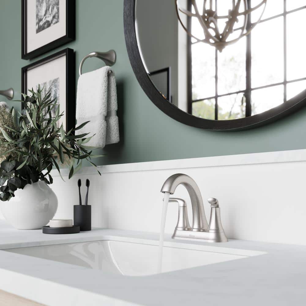 Pfister Ladera 4 in. Centerset Double Handle Bathroom Faucet in Spot Defense Brushed Nickel (3)