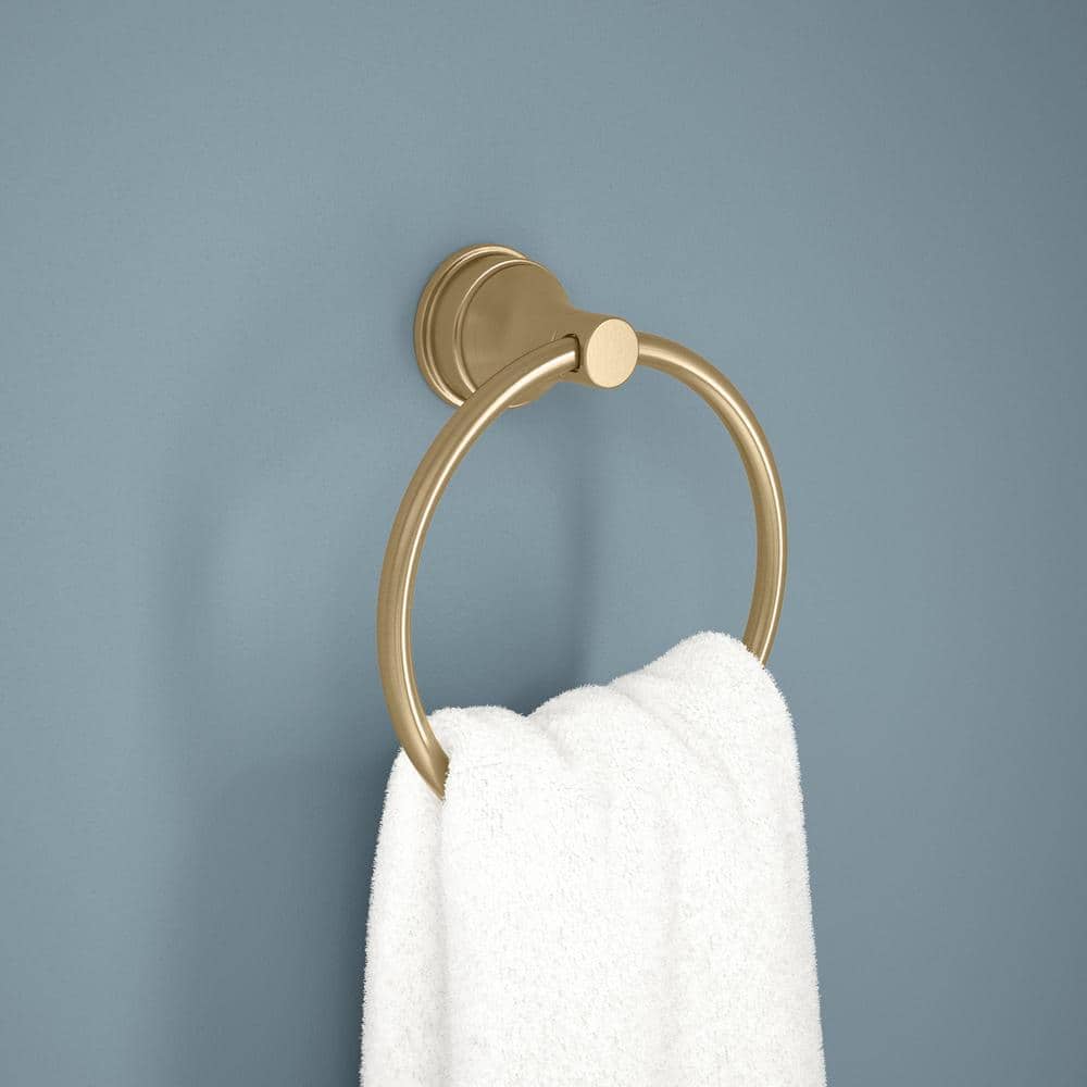 Delta Faryn Wall Mounted Round Closed Towel Ring Bath Hardware Accessory in Champagne Bronze (2)