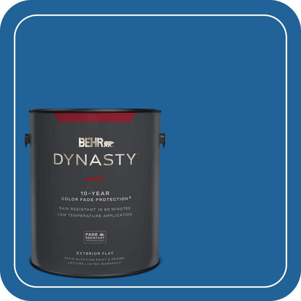 BEHR DYNASTY 1 gal. #570B-7 Cobalt Glaze Flat Exterior Stain-Blocking Paint & Primer