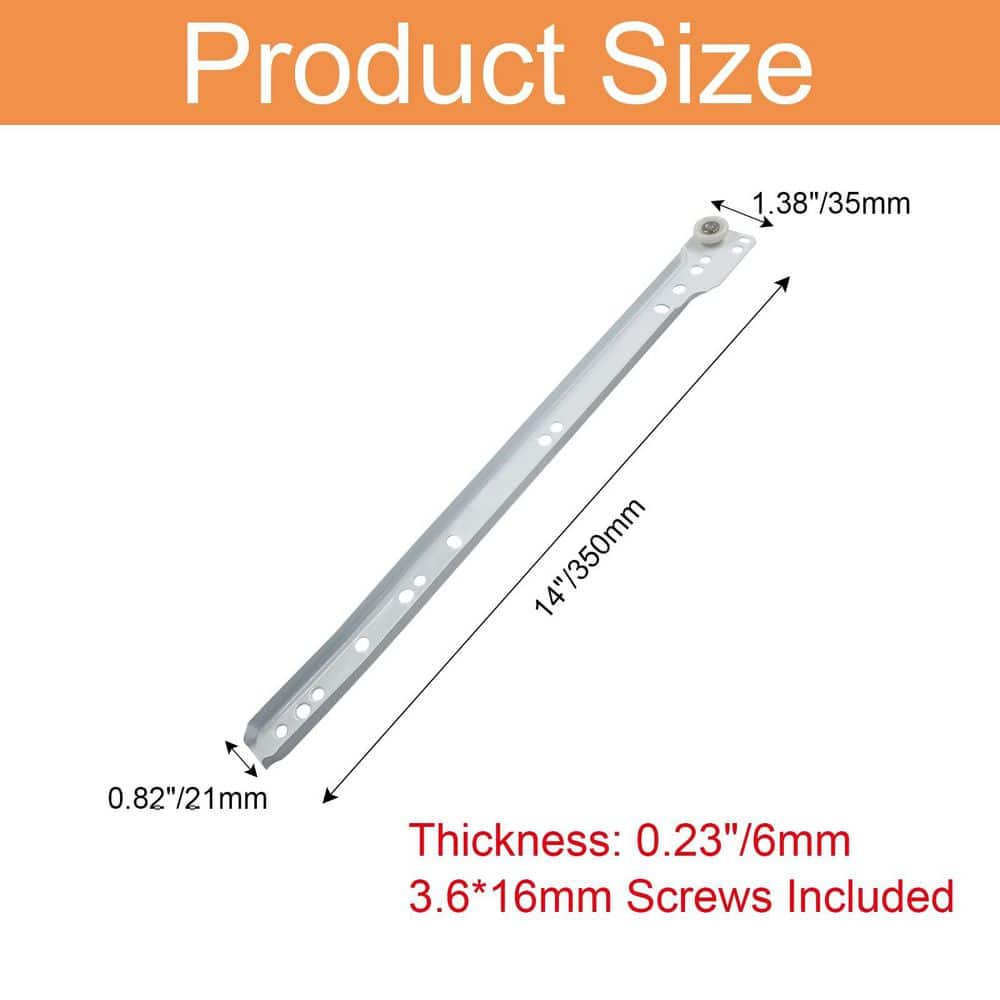 LAIFUCAM Heavy Duty 14 in. White Coated Steel Undermount Drawer Slides with Smooth Sliding Nylon Wheels Removable Rails 1 Pair (2)