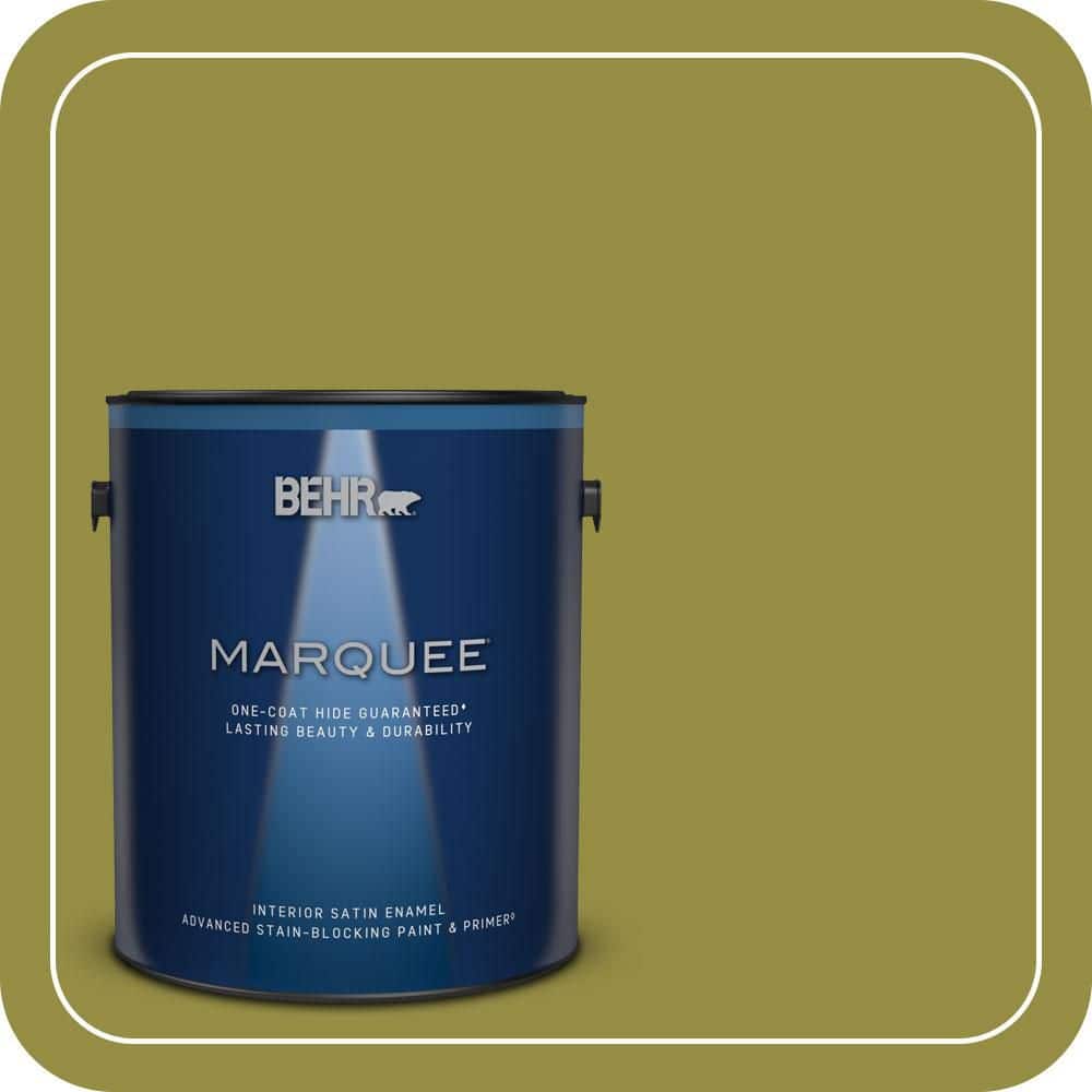 BEHR MARQUEE 1 gal. #PPU9-03 Retro Avocado Satin Enamel Interior Paint & Primer (1)