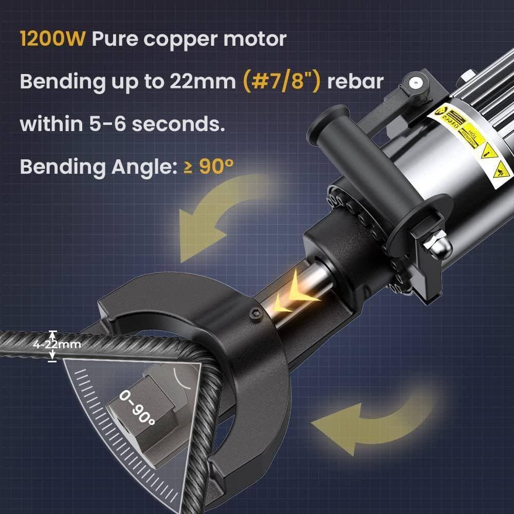 KIWDZFU Electric Hydraulic Rebar Bender Machine Bending Up to 7/8 in. 22 mm Rebar 90° or Greater (2)