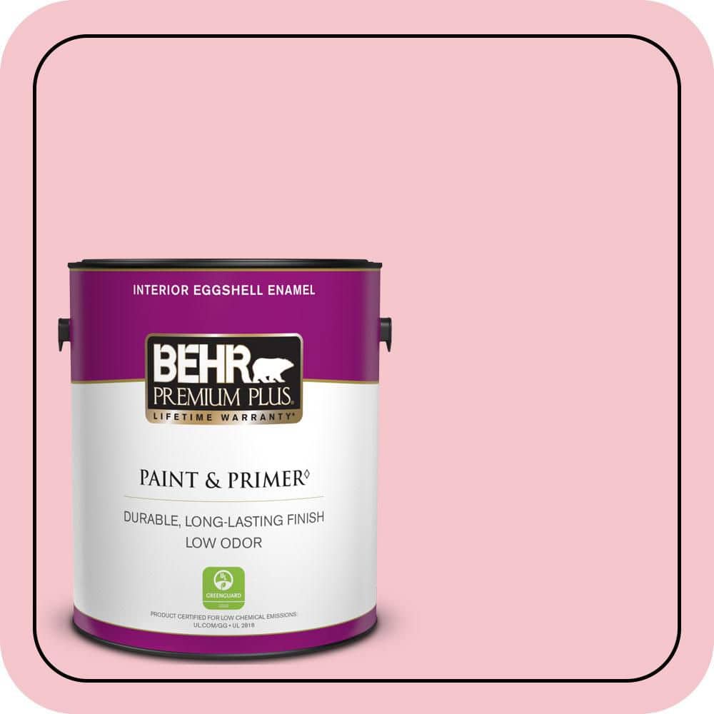 BEHR PREMIUM PLUS 5 gal. #120B-4 Old Fashioned Pink Semi-Gloss Enamel Low Odor Interior Paint & Primer (1)