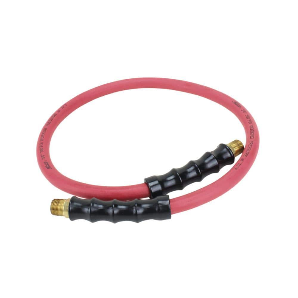 Milton 3 ft. L x 3/8 in. 300 PSI ID Hybrid EPDM Lead-In Air Hose (3/8 in. NPT Brass Fittings)