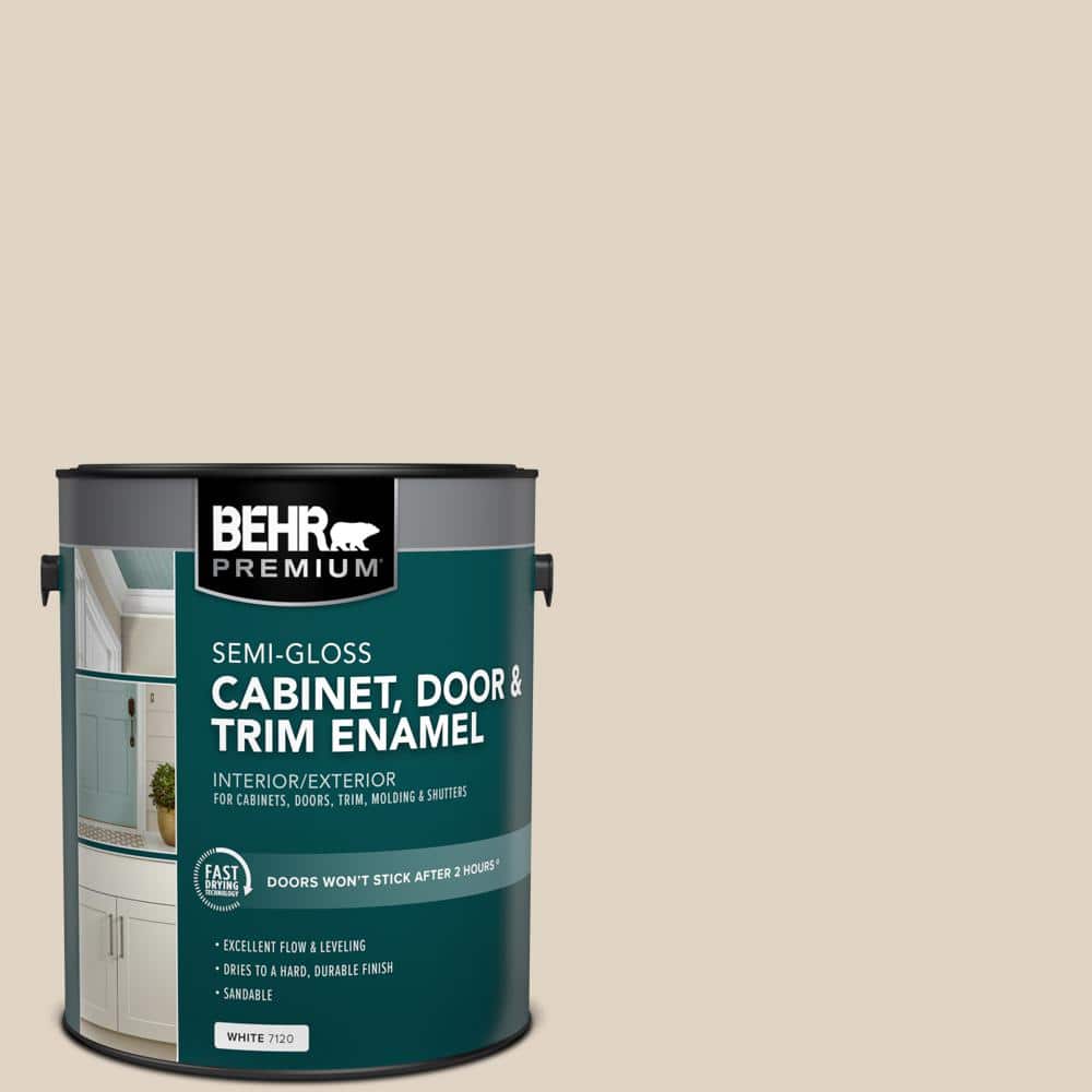 BEHR PREMIUM 1 gal. #PWN-42 Parisian Taupe Semi-Gloss Enamel Interior/Exterior Cabinet, Door & Trim Paint (1)