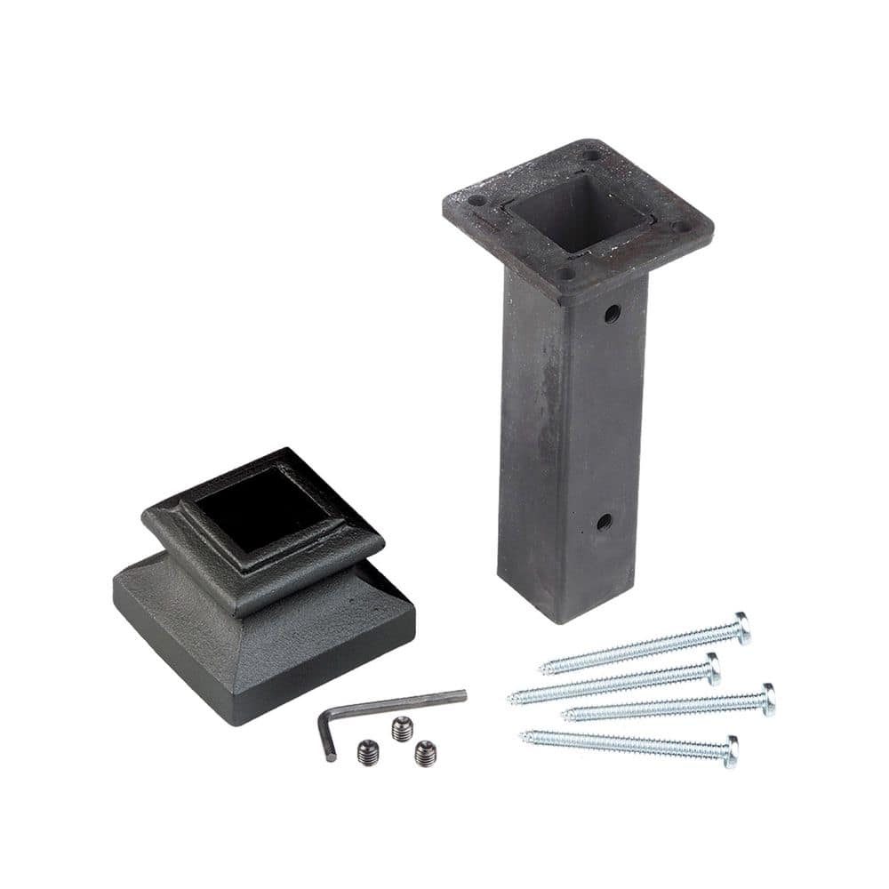 L. J. SMITH STAIR SYSTEMS 1 in. D x 1 in. W x 1 in. L Low Sheen Black Iron Newel Mounting Kit