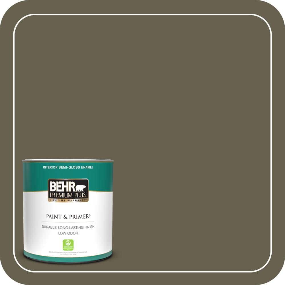BEHR PREMIUM PLUS 1 qt. #PPU8-25 Ivy Topiary Semi-Gloss Enamel Low Odor Interior Paint & Primer
