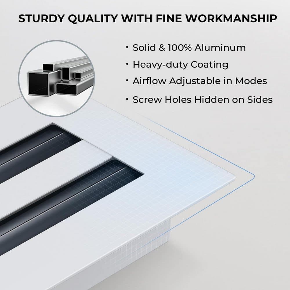 Helhom 10 in. x 6 in. Decorative Air Vent Register Grille Linear Slot Diffuser, HVAC Vent Cover for Ceiling Wall Floor in White (2)