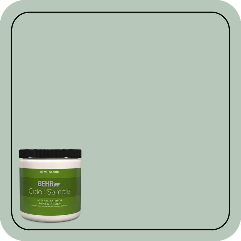 BEHR PREMIUM PLUS 8 oz. #S410-3 Ponds Edge Semi-Gloss Interior/Exterior Paint & Primer Color Sample
