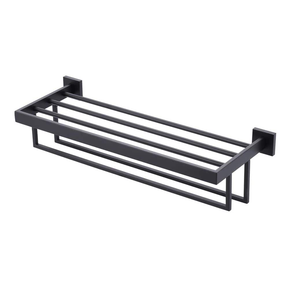 WOWOW 24 in. Wall Mounted Double Towel Bar in Matte Black