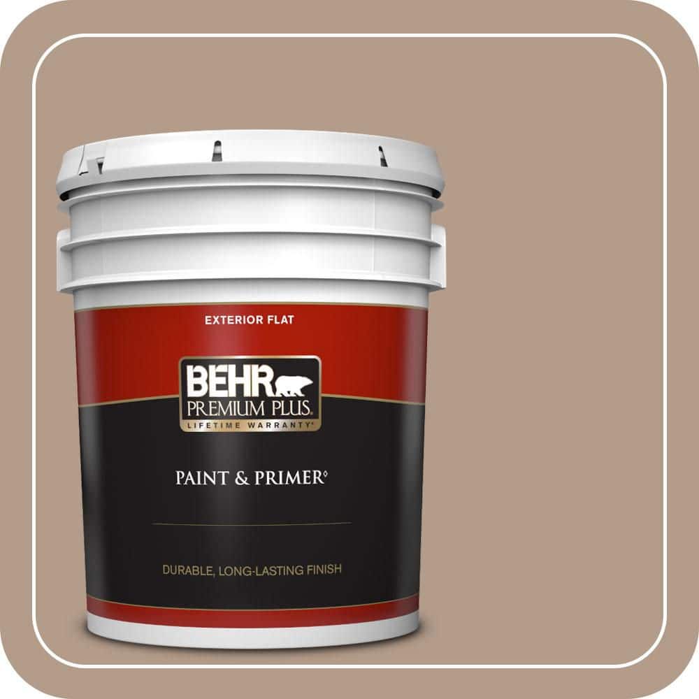 BEHR PREMIUM PLUS 5 gal. #PMD-77 Rich Taupe Flat Exterior Paint & Primer
