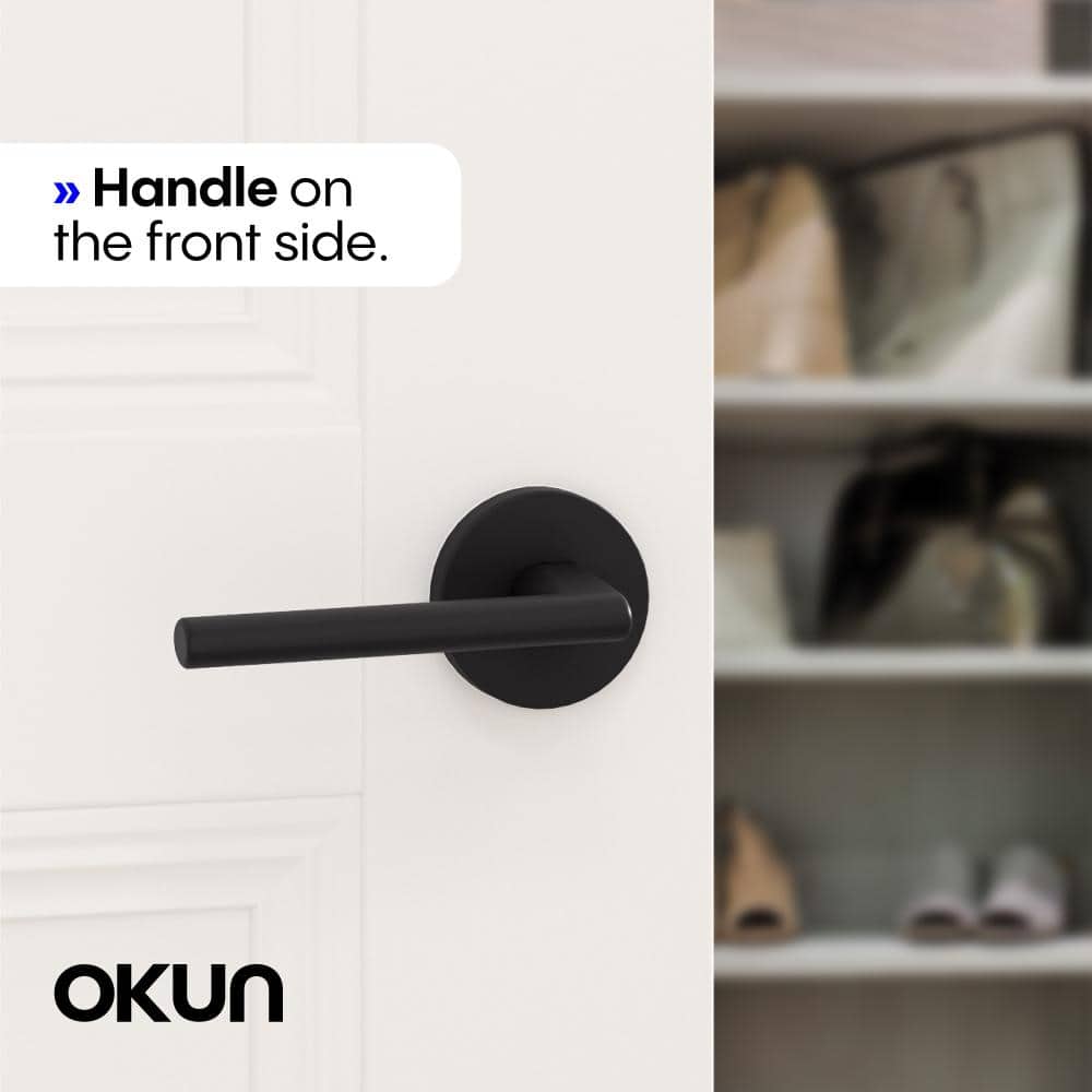 Okun Brio Metal Matte Black Dummy Door Handle with Round Rosette (2)