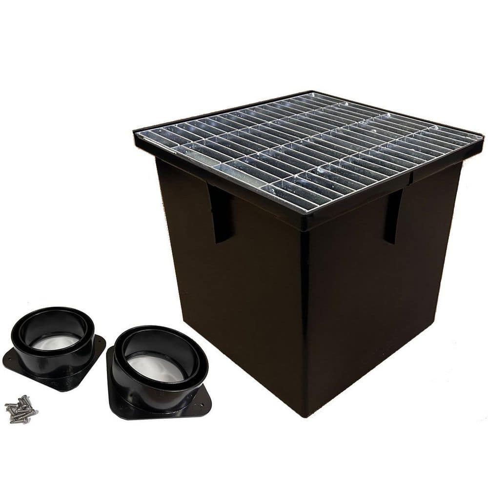 U.S. TRENCH DRAIN 13 in. Storm Water Pit and Catch Basin for Modular Trench and Channel Drain Systems with Galvanized Steel Grate