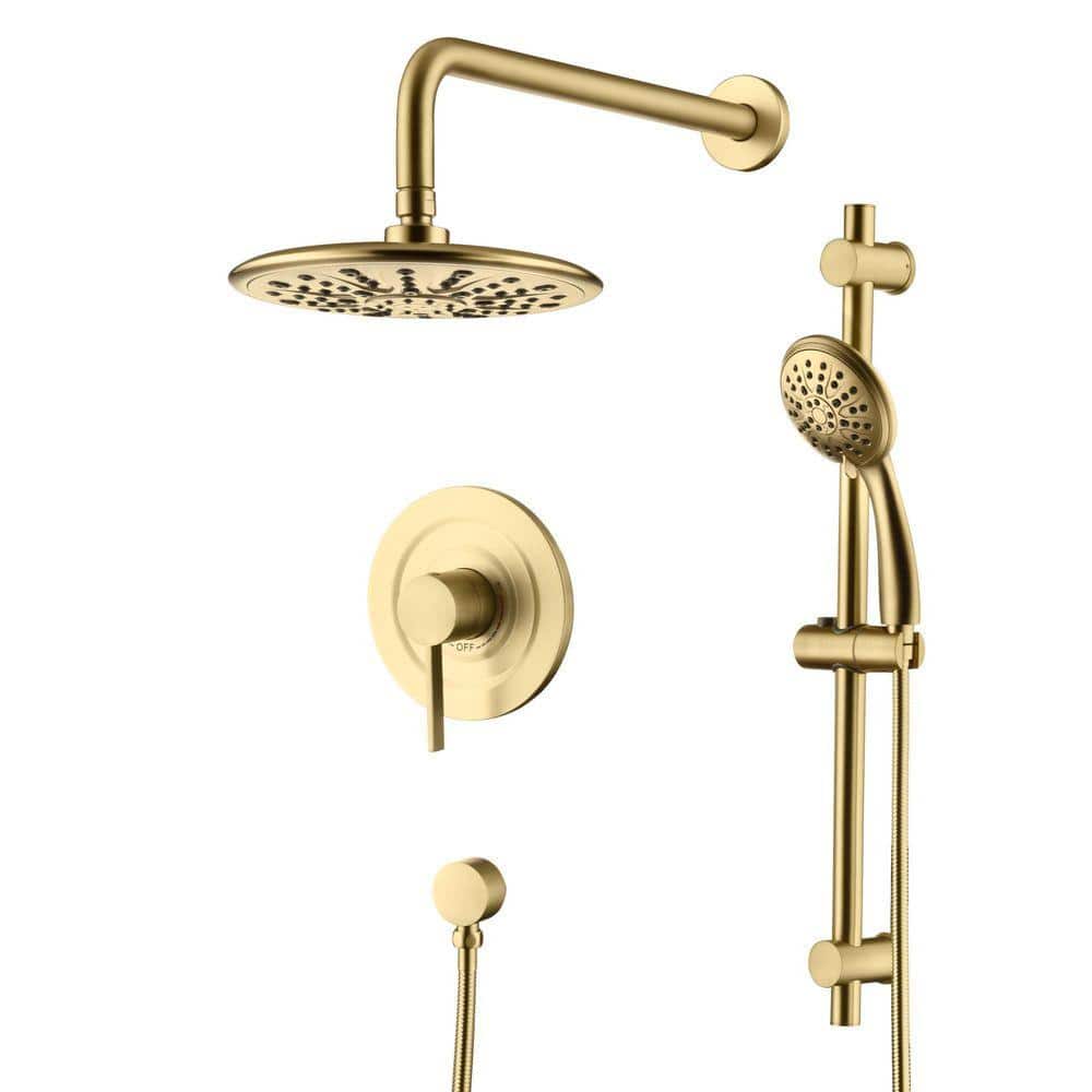 SUMERAIN Flexible Height Single Handle 1-Spray Shower Faucet 1.8 GPM with Ceramic Disc Valves in Brushed Gold (Valve Included) (1)