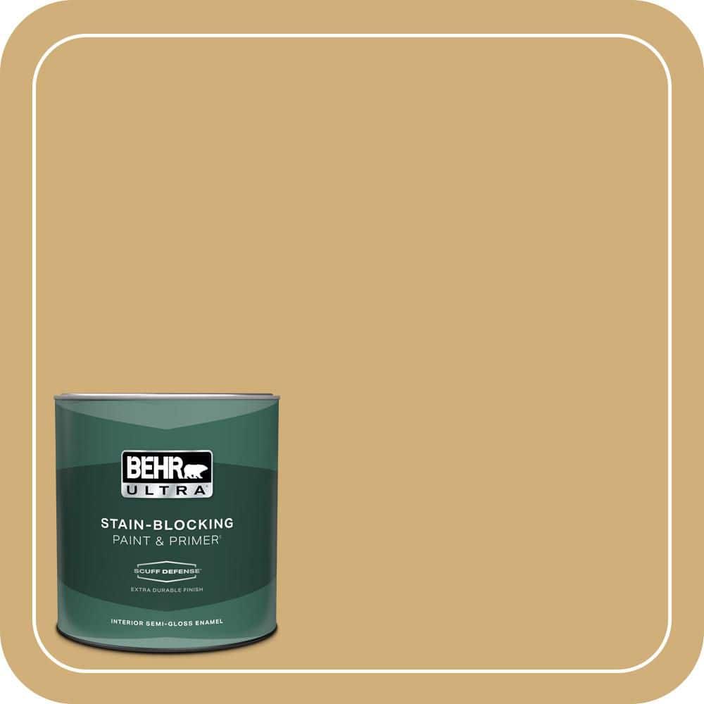 BEHR ULTRA 1 qt. #PPU6-15 Romanesque Gold Extra Durable Semi-Gloss Enamel Interior Paint & Primer