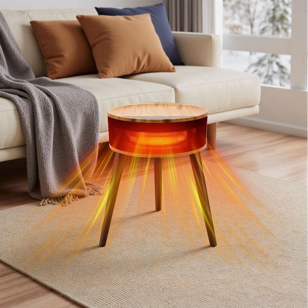 Yangming 1500W Ø20.5 in. Freestanding PTC Ceramic Electric Fireplace Space Heater in Black with Remote, 12H Timer