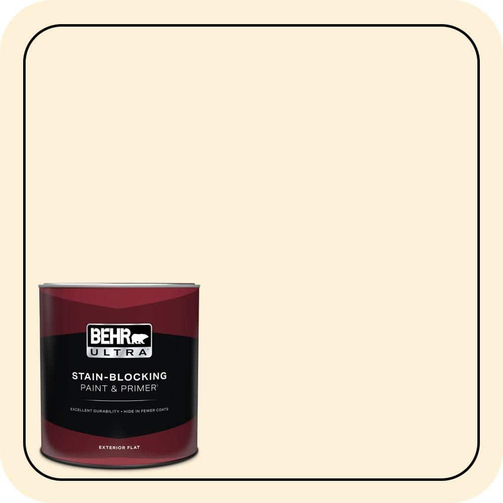 BEHR ULTRA 1 qt. #W-D-220 Vanilla Custard Flat Exterior Paint & Primer