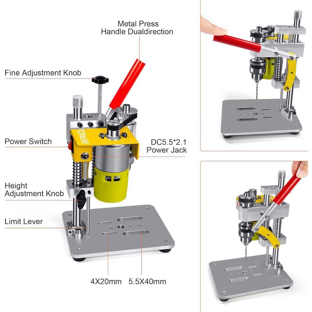 Afoxsos Compact Metal Mini Drill Press Portable Electric Drilling Machine CNC Motor B10 Chuck for Jewelry Cable Railing Sytem (3)