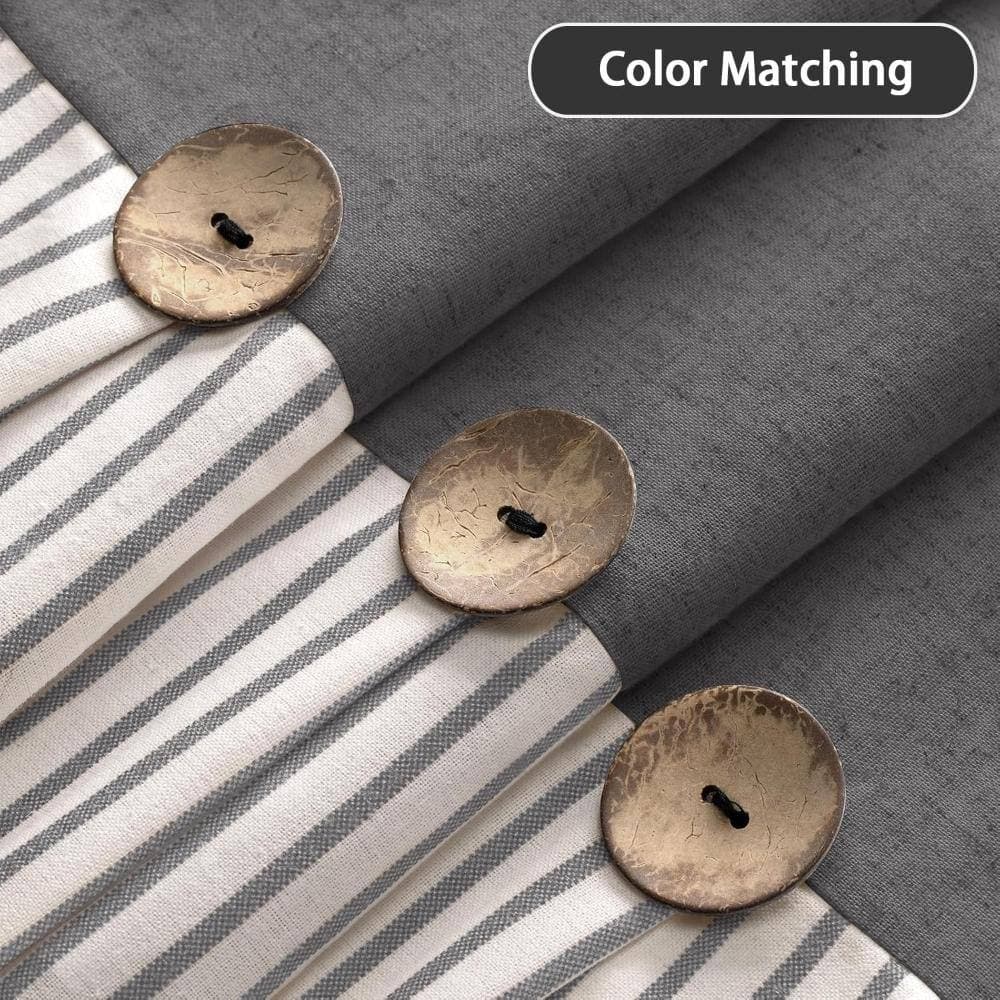 Unbranded 72" W x 72" L Rustic Shower Curtain Linen Button Woven Fabric,Gray Stripe (3)