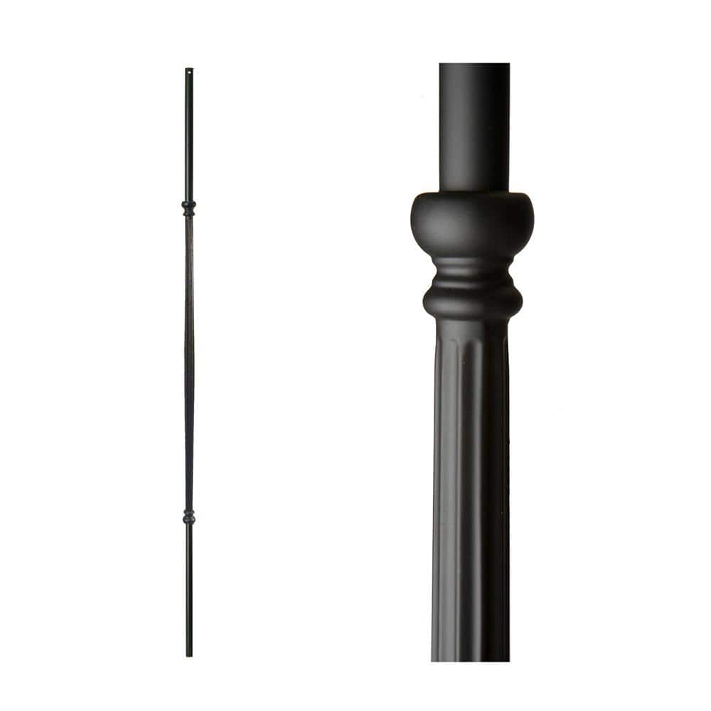 HOUSE OF FORGINGS Monte Carlo 44 in. x 0.625 in. Satin Black Single Plain Fluted Bar Hollow Wrought Iron Baluster (1)