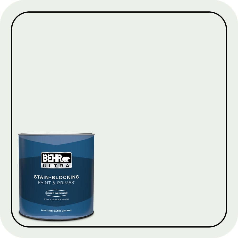 BEHR ULTRA 1 qt. #470E-1 Breakwater White Extra Durable Satin Enamel Interior Paint & Primer