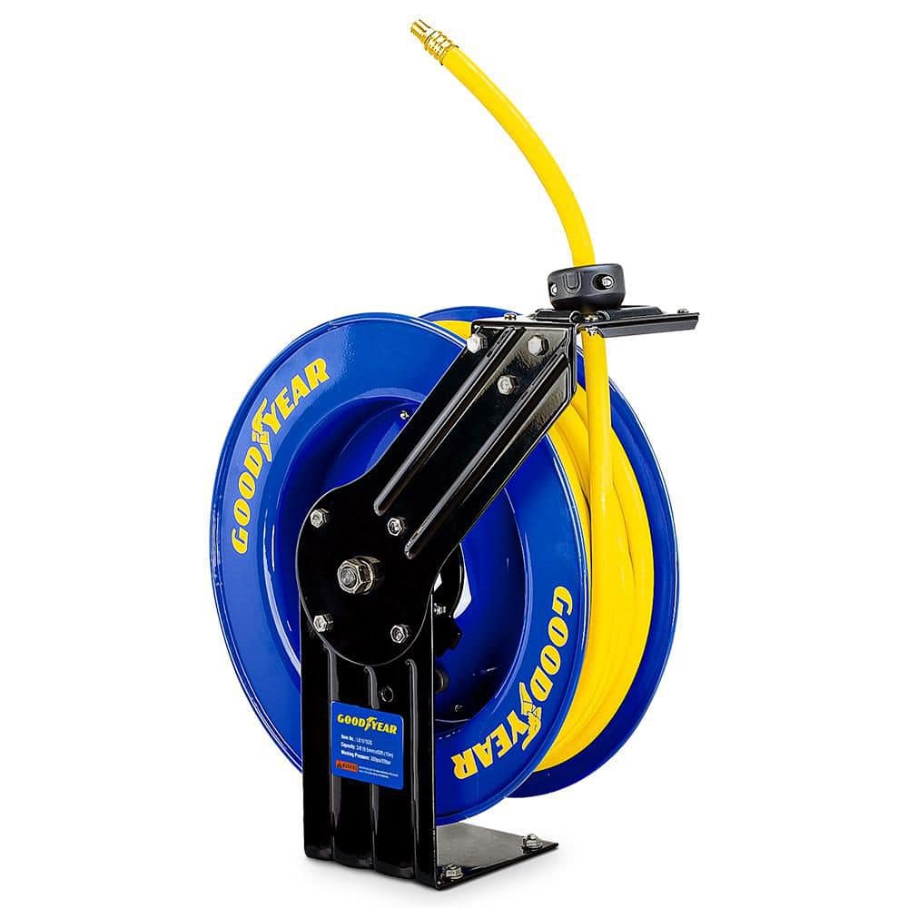 Goodyear 3/8 in. x 50 ft. Steel Single Arm Air Hose Reel SBR Rubber Hose
