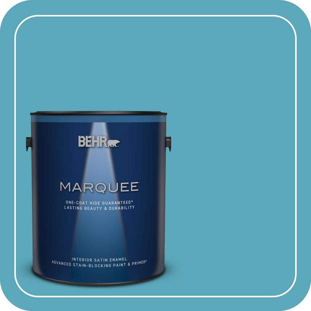 BEHR MARQUEE 1 gal. #T15-11 Sonic Blue Satin Enamel Interior Paint & Primer (1)