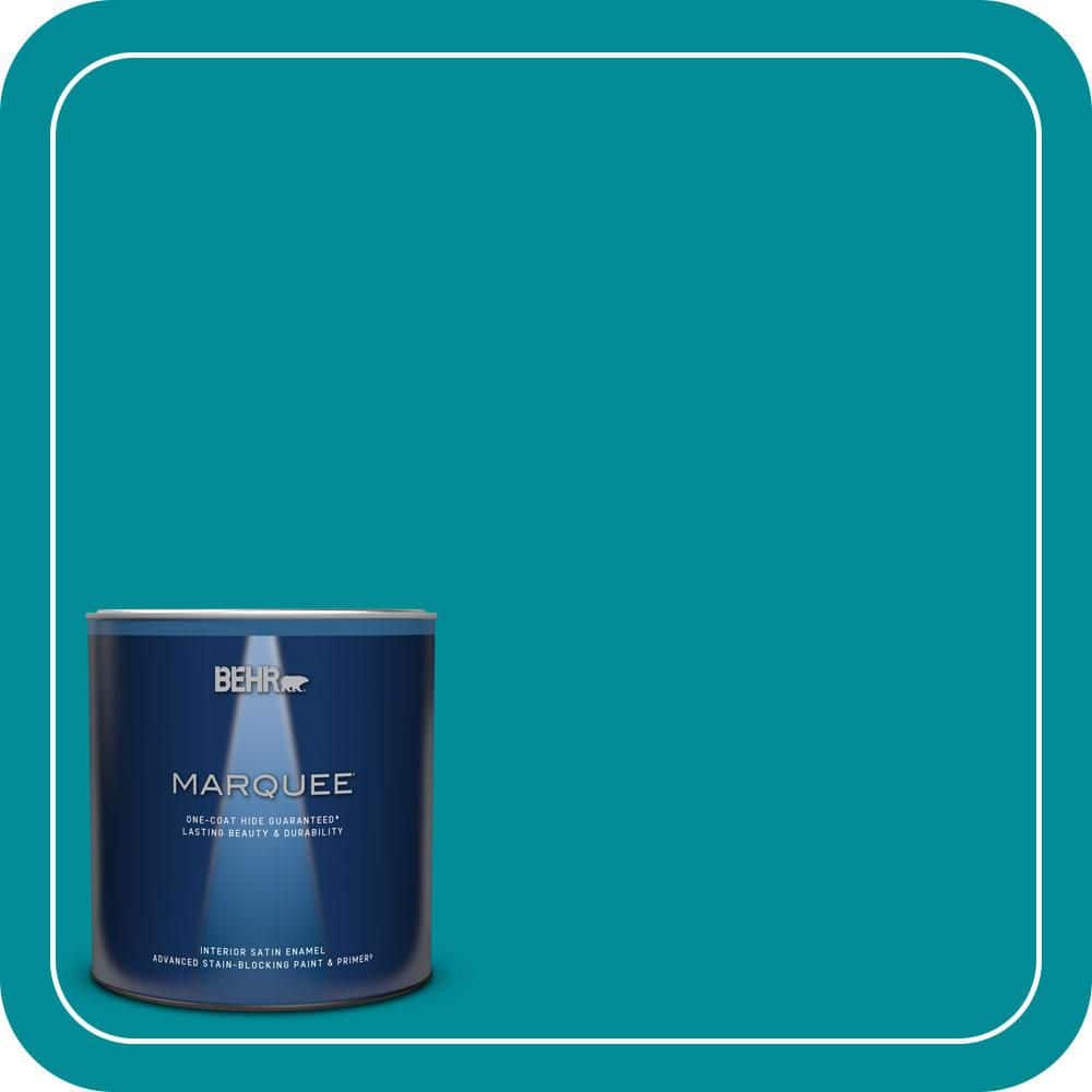 BEHR MARQUEE 1 qt. #510B-7 Empress Teal Satin Enamel Interior Paint & Primer