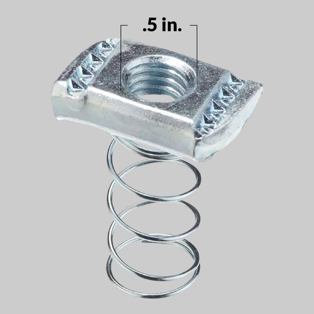 NEWHOUSE ELECTRIC 1/2 in. Strut Channel Spring Nut Coupling, Electro-Galvanized Strut Channel Nuts for A, C-Series Steel Channels, 5-Pack (3)