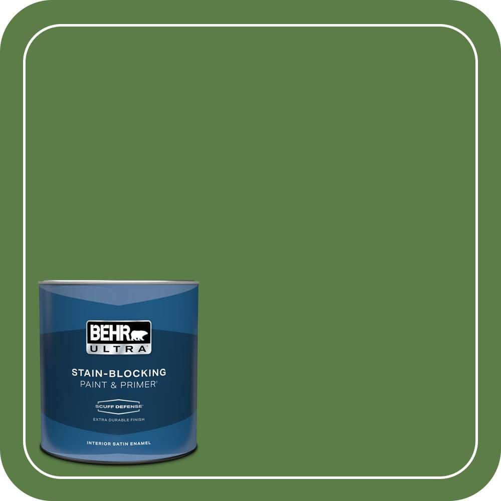 BEHR ULTRA 1 qt. #440D-6 Grassy Field Extra Durable Satin Enamel Interior Paint & Primer