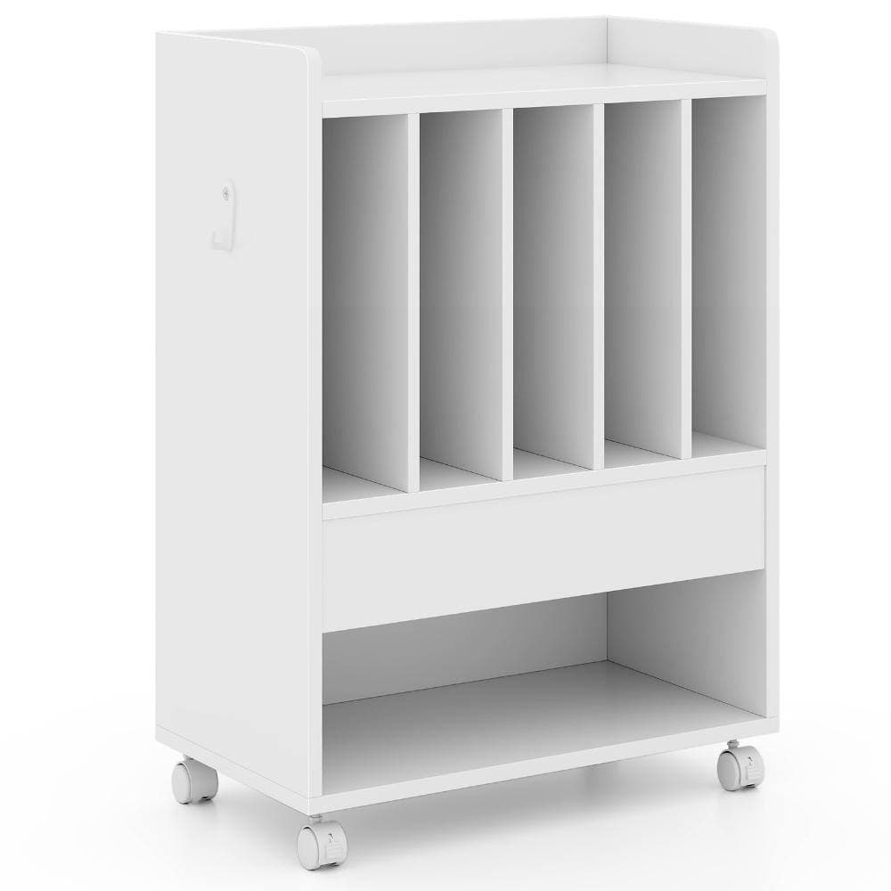 Volenca Rolling Record Player Stand with Drawer, Vinyl Storage, Mobile Turntable Table (3)