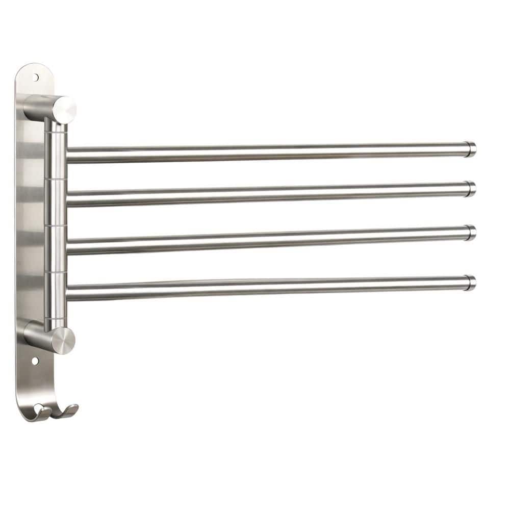 Esepony 13.8 in. Stainless Steel Swivel Towel Rack for Bathroom, Kitchen, Hand Towel Storage and Space Saving, Brushed Nickel (1)
