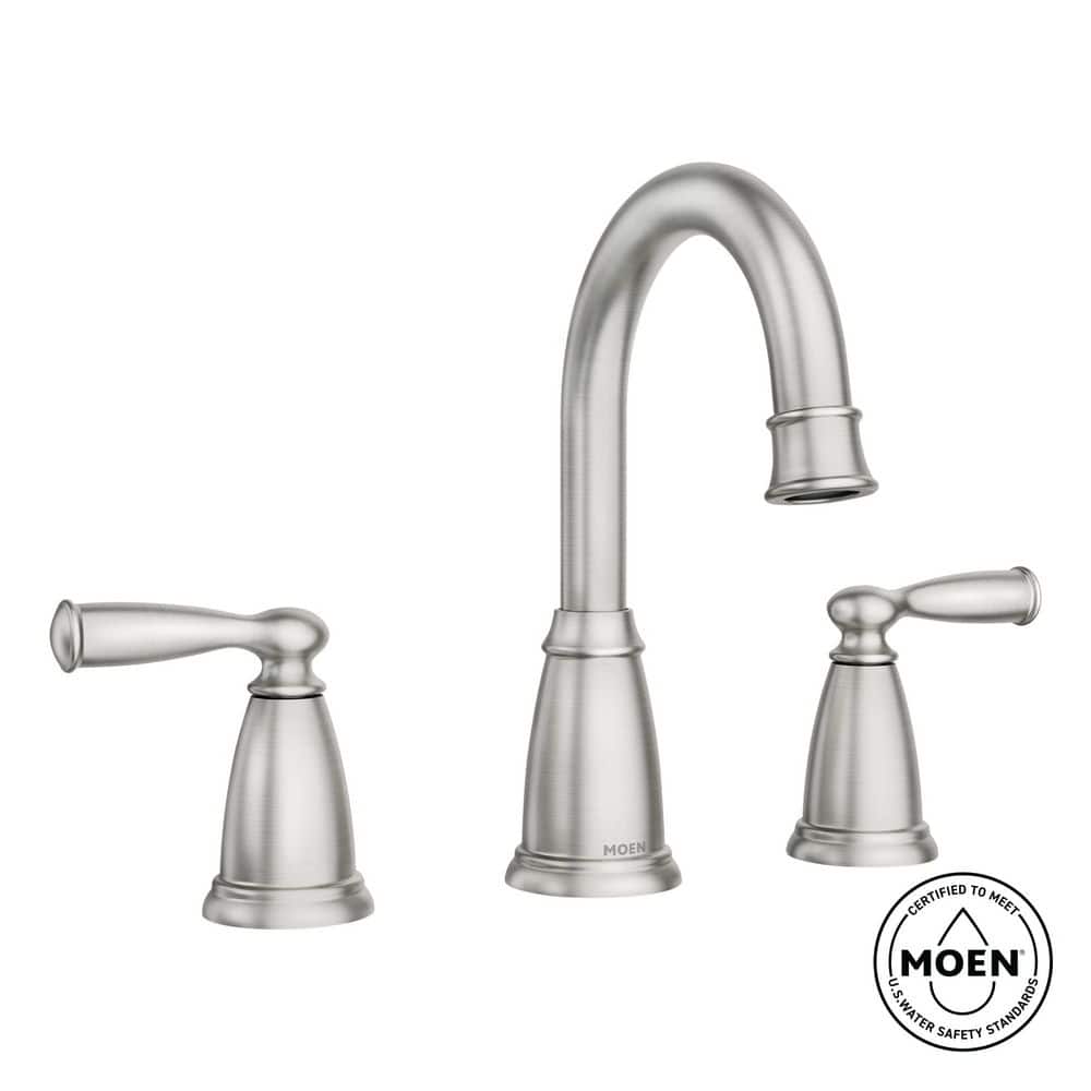 MOEN Banbury 8 in. Widespread Double Handle High-Arc Bathroom Faucet in Spot Resist Brushed Nickel (Valve Included) (2)