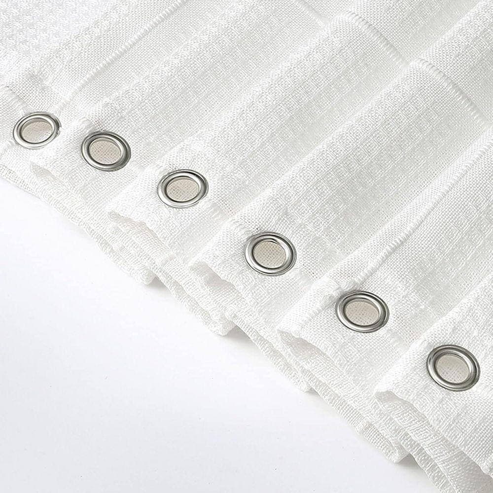 Unbranded Boho Farmhouse Shower Curtain with Tassels 72x72 Textured Fabric Waffle Weave Bathroom Decor White PVC (3)