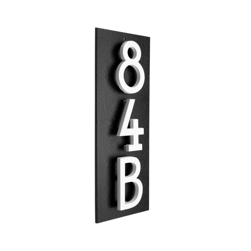 Whitehall Products Floating Stand-Off 3-Number Vertical Sign Black with White Modern Font Numbers