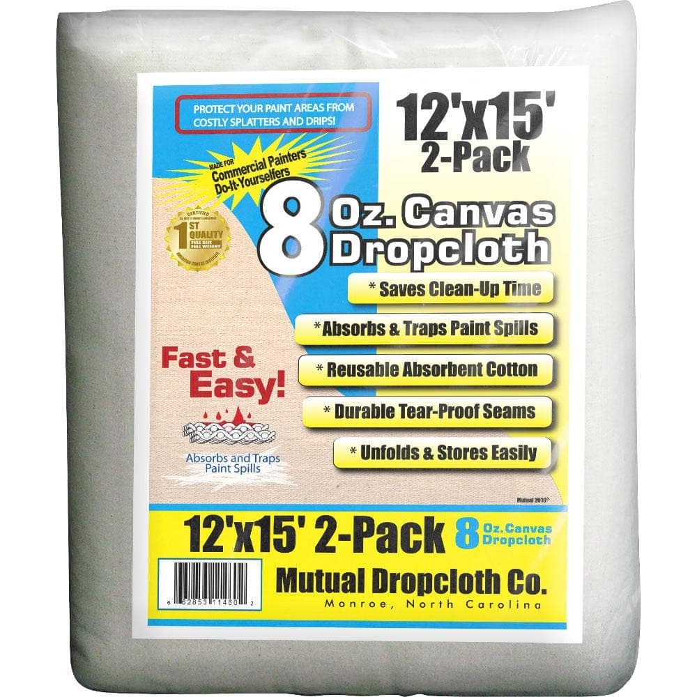Mutual Dropcloth 12 ft. x 15 ft. 8 oz. Natural Canvas Drop Cloth (2-Pack)