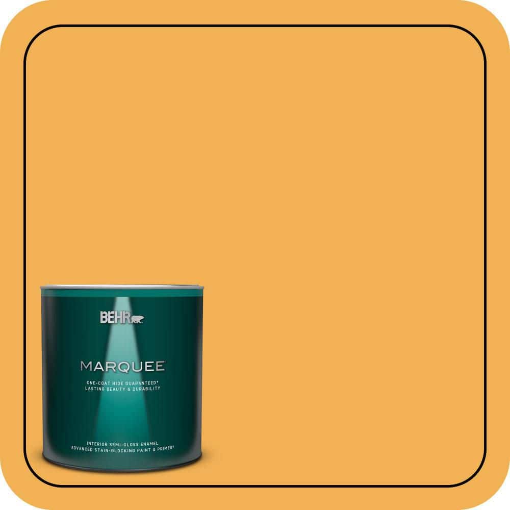 BEHR MARQUEE 1 qt. #PMD-20 Goldenrod Field Semi-Gloss Enamel Interior Paint & Primer