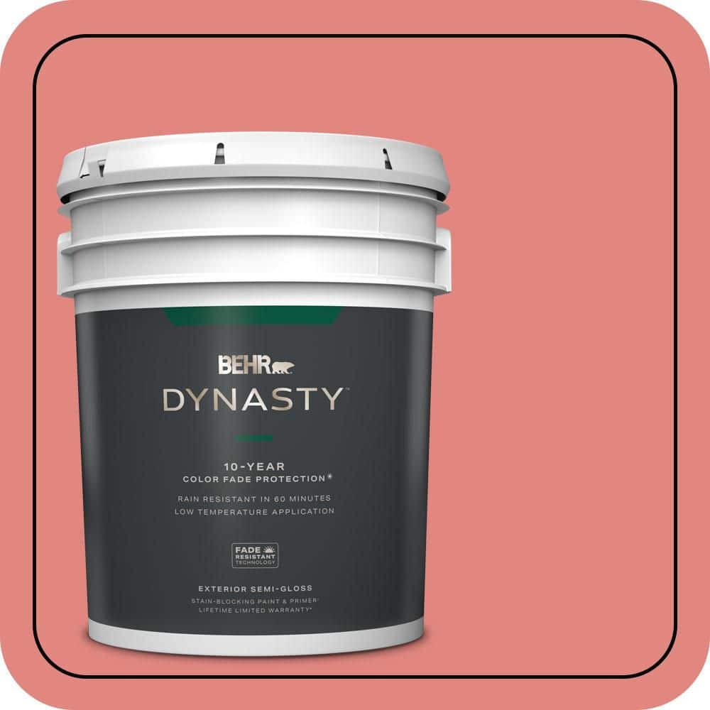 BEHR DYNASTY 5 gal. #PPU1-04A Watermelon Punch Semi-Gloss Exterior Stain-Blocking Paint & Primer