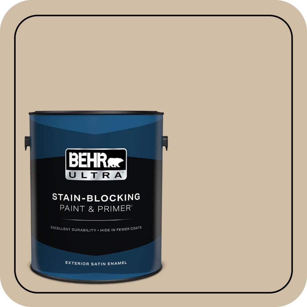 BEHR ULTRA 1 gal. #PWL-83 Distant Tan Satin Enamel Exterior Paint & Primer