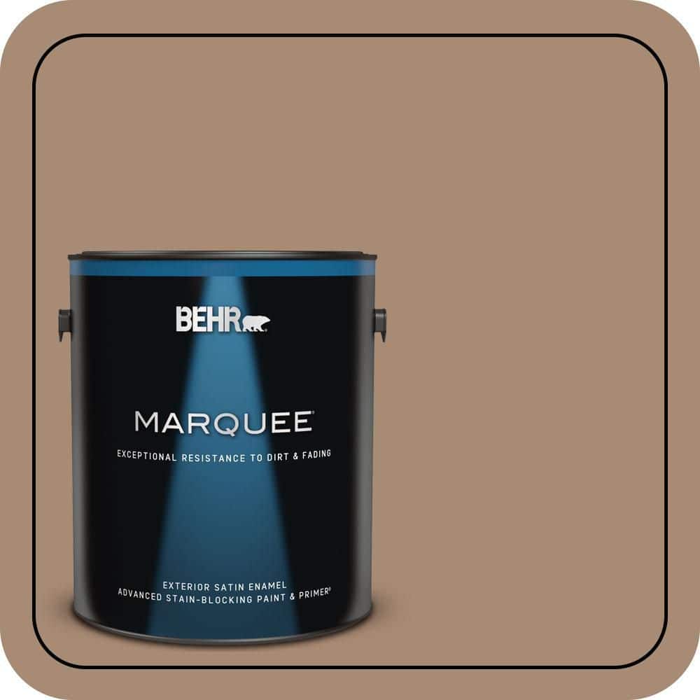 BEHR MARQUEE 1 gal. #N240-5 Rodeo Tan Satin Enamel Exterior Paint & Primer
