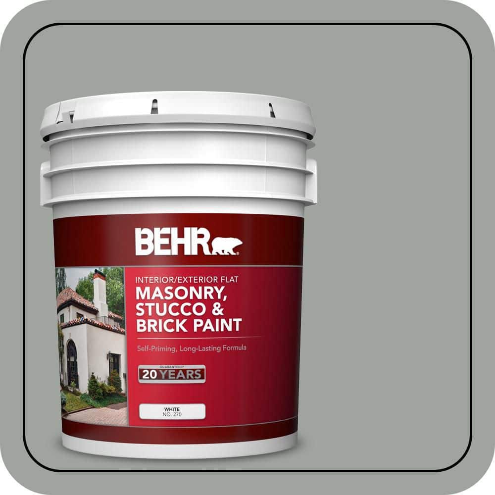 BEHR 5 gal. #710F-4 Sage Gray Flat Masonry, Stucco and Brick Interior/Exterior Paint (1)