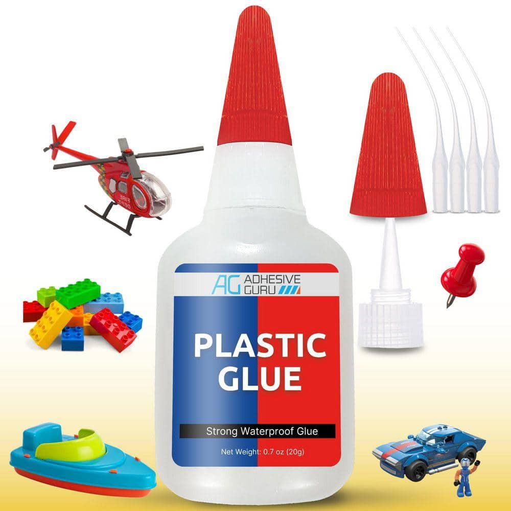 AG ADHESIVE GURU AG Plastic Glue-0.7 oz. Super Glue, Fast-Drying, Clear Strong Adhesive for Plastic Repairs, Models & Toys (1-Pack)