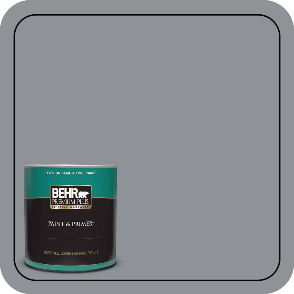 BEHR PREMIUM PLUS 1 qt. #PPU18-04 Dark Pewter Semi-Gloss Enamel Exterior Paint & Primer