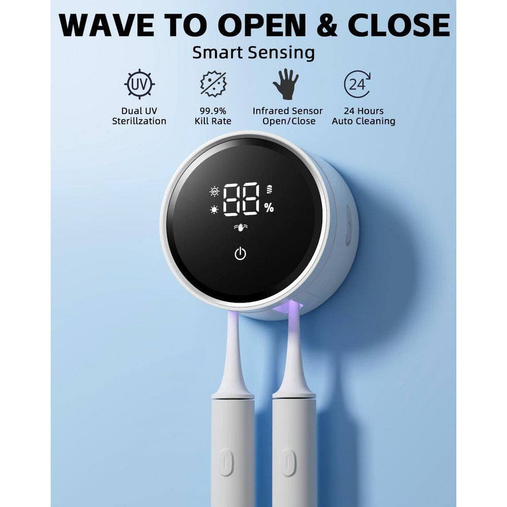 Wudkey Wall Mounted UV Toothbrush Sanitizer Holder Auto Inductive Cover Smart Toothbrush Cleaner for Electric Toothbrushes (2)