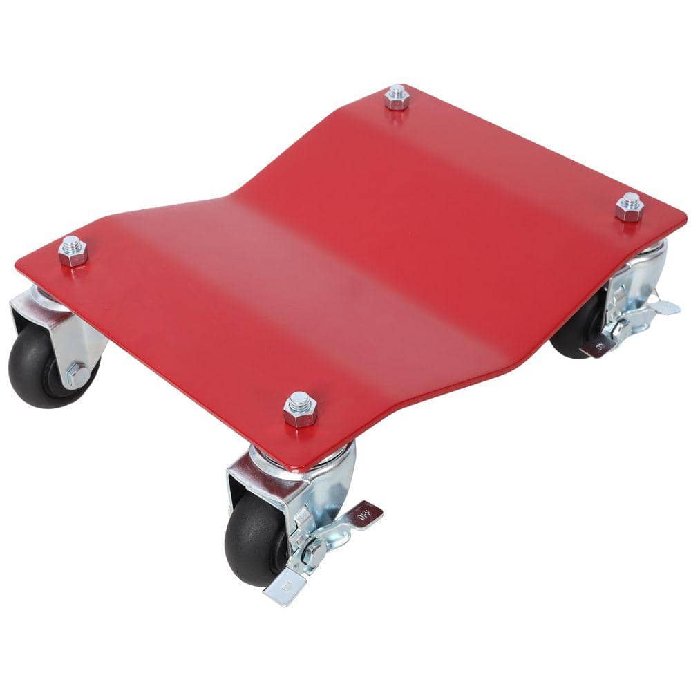 Huluwat 4-Pack 2500 lb. Capacity Heavy Duty Steel Hand Truck Wheel Dolly with Brakes, Red (2)