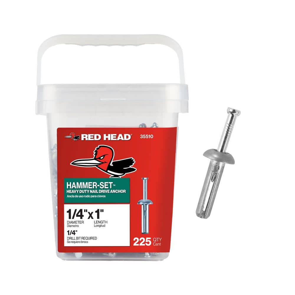 Red Head 1/4 in. x 1 in. Hammer-Set Nail Drive Concrete Anchors (225-Pack)