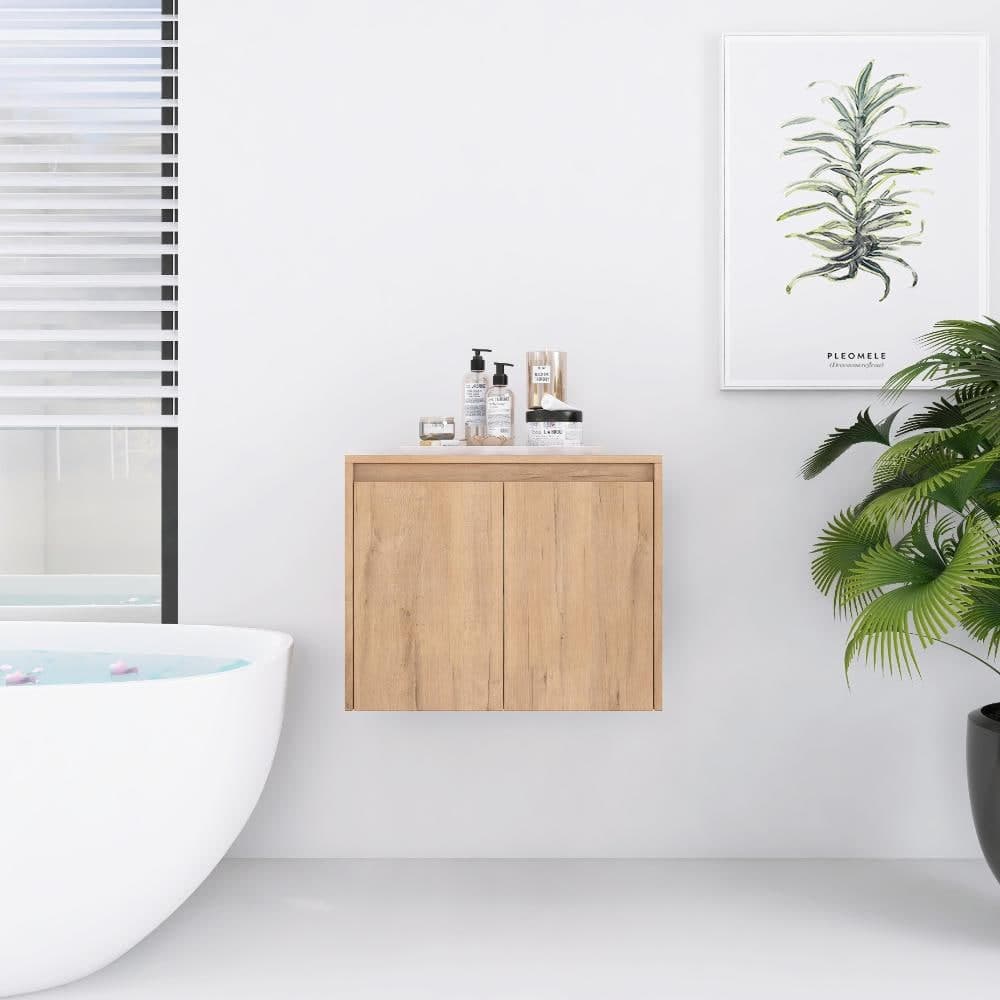 UPIKER 23.4 in. W x 17.9 in. D x 18.9 in. H Bathroom Storage Wall Cabinet in Imitative Oak (1)